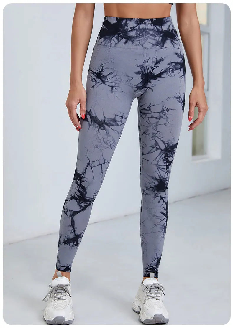 Tie Dye Yoga Pants – High Waist Push Up Leggings for Fitness & Gym