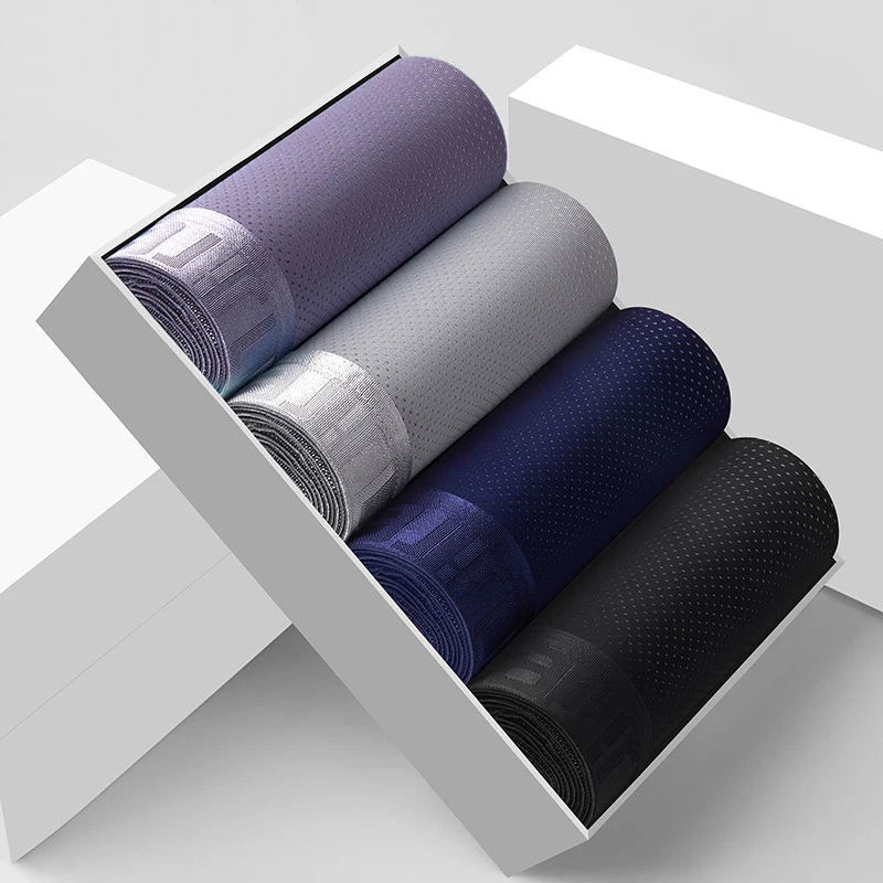 4-Pack Men’s Ice Silk Boxer Briefs – Breathable Mesh Underwear