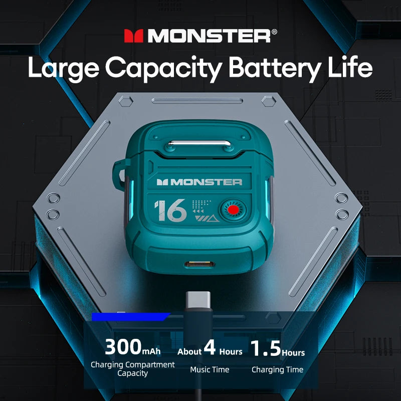 Monster XKT16 V5.3 Wireless Gaming Earbuds