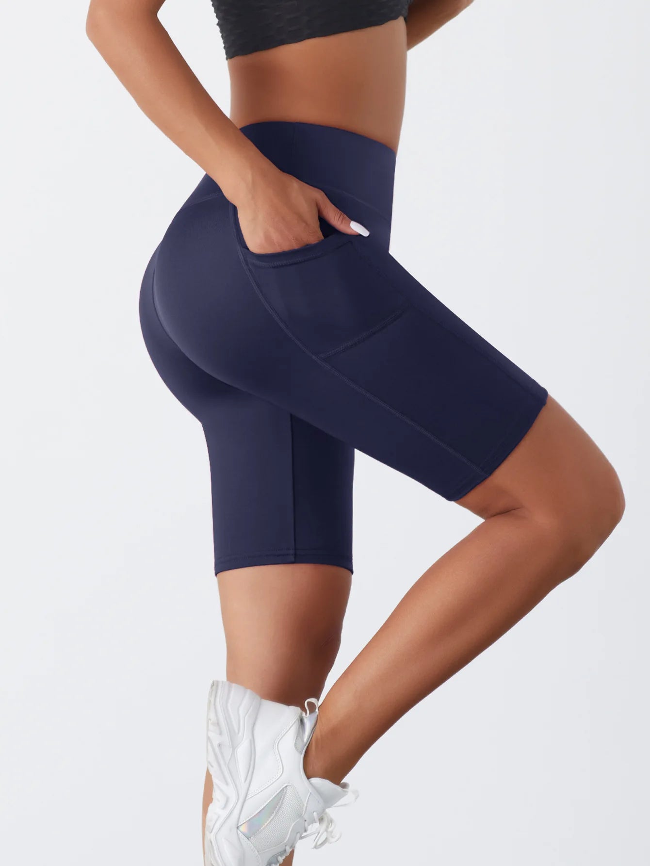 High-Waist Women's Yoga & Running Shorts with Pockets