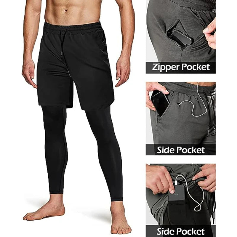 2-in-1 Men’s Sport Pants – Training & Fitness Jogging Trousers