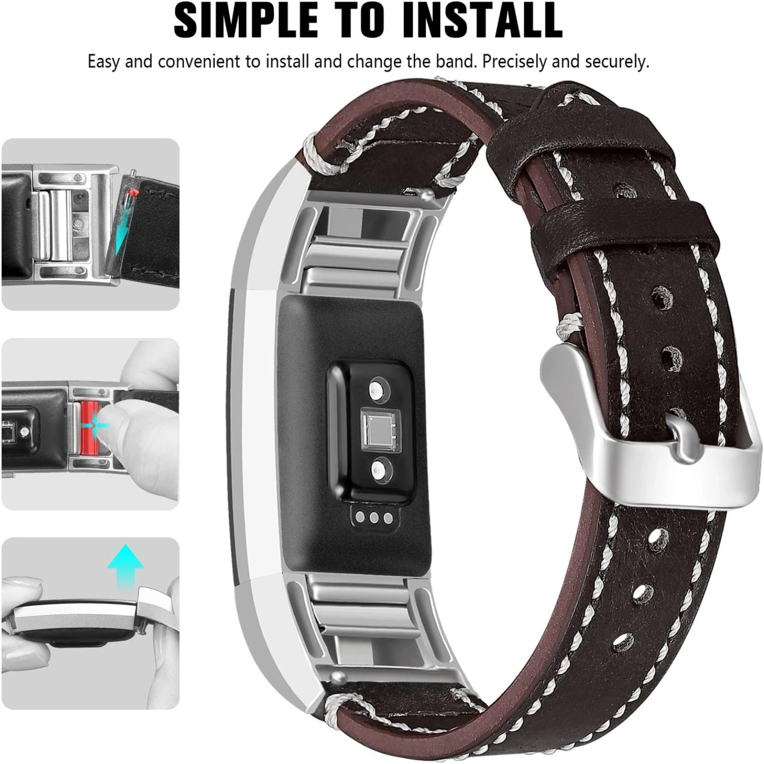 SKYLET Premium Leather Bands for Fitbit Charge 2 – Stylish & Luxurious Replacement Strap
