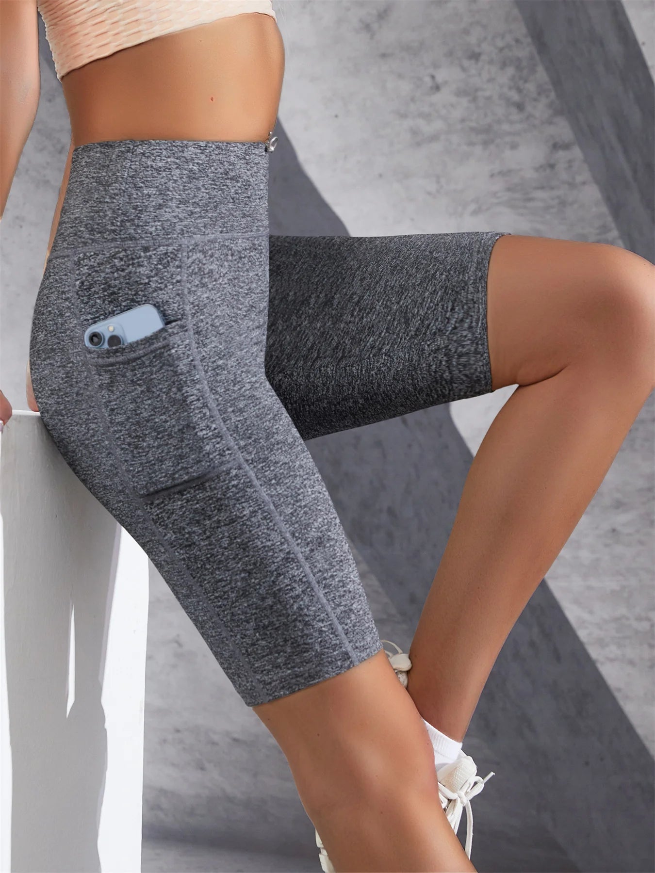 High-Waist Women's Yoga & Running Shorts with Pockets