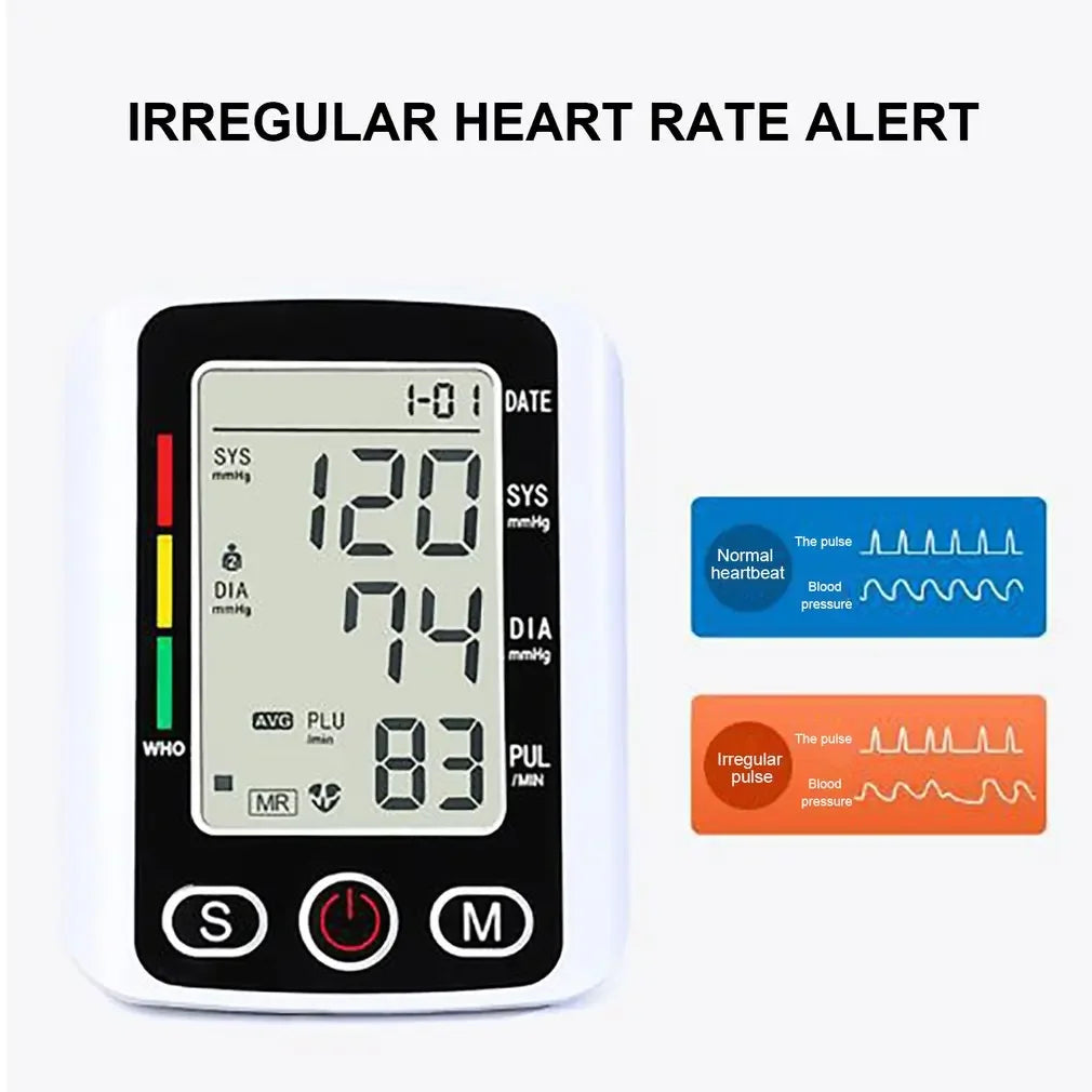 Digital Arm Blood Pressure Monitor – Portable Automatic Tonometer with Heart Rate Tracking