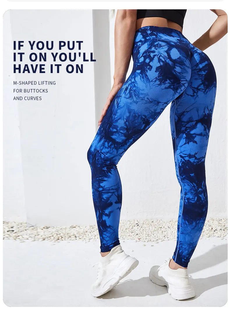 Tie Dye Yoga Pants – High Waist Push Up Leggings for Fitness & Gym