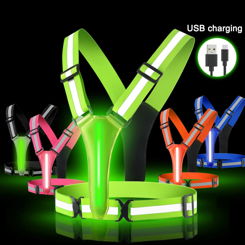 LED Reflective Running Vest – USB Rechargeable