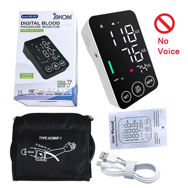 Spanish Voice Digital Arm BP Monitor – LED Display & Big Screen Tonometer
