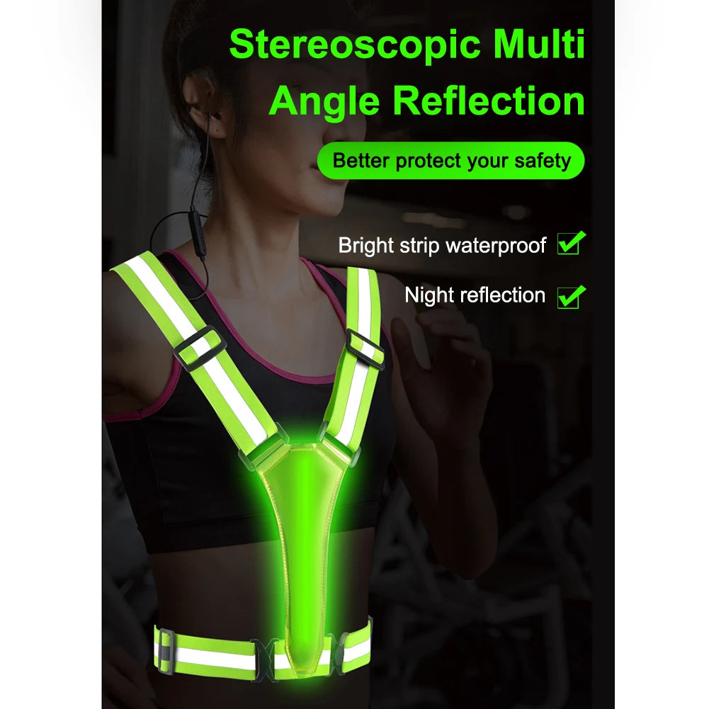 LED Reflective Running Vest – USB Rechargeable