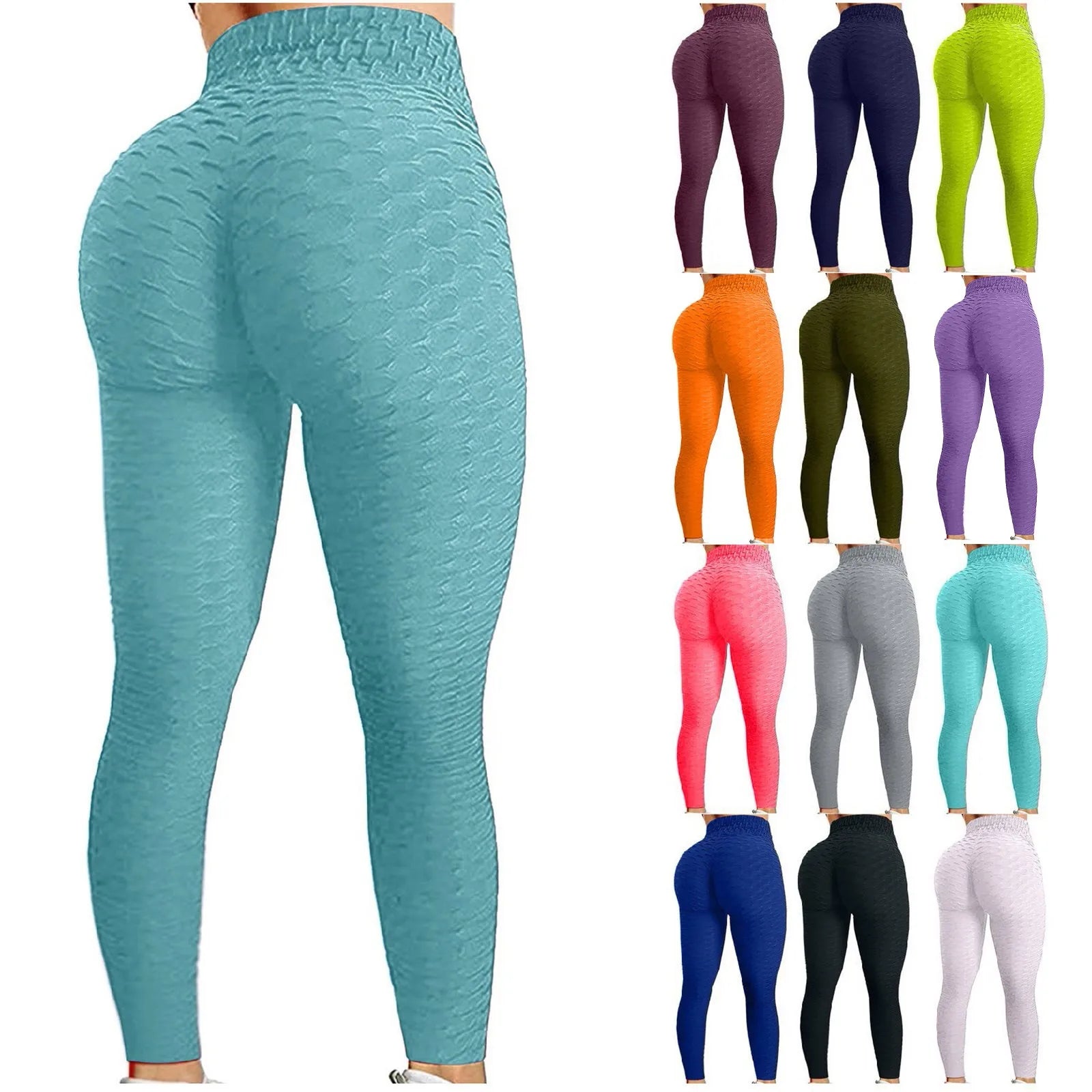 Women's Bubble Hip Lifting Yoga Pants – High-Waisted Flared Fitness Trousers
