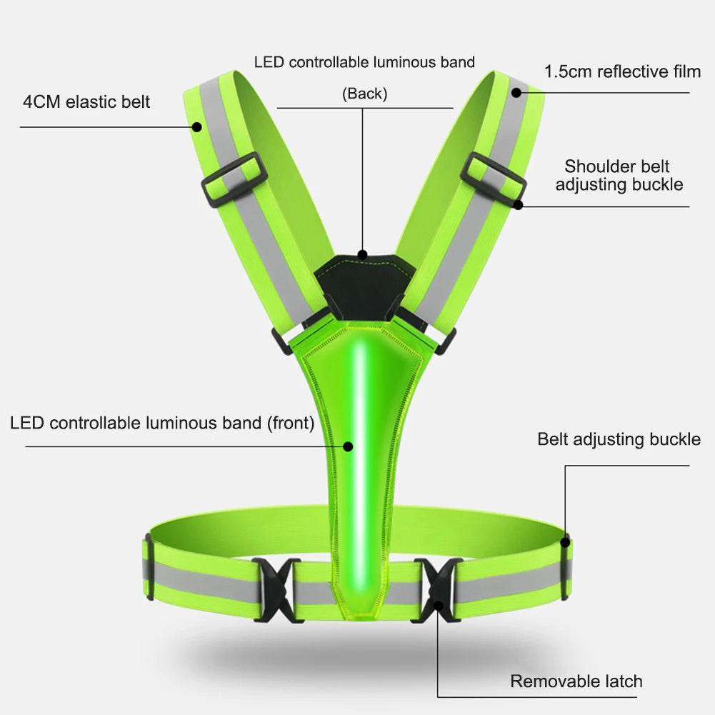 LED Reflective Running Vest – USB Rechargeable