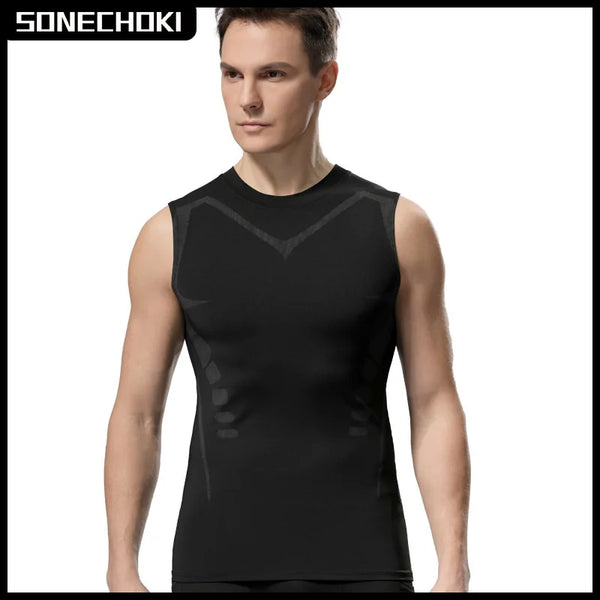 Men’s Printed Compression Tank – Sleeveless Quick-Dry Workout Vest