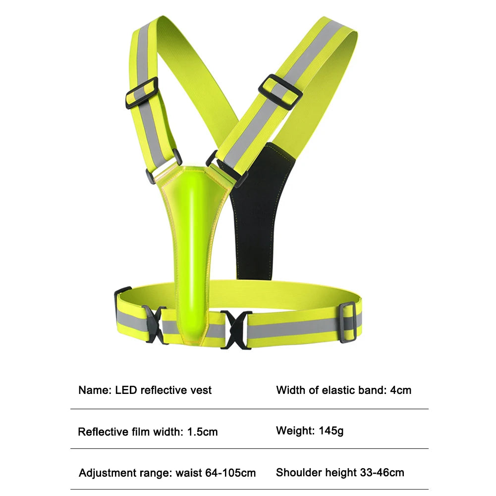 LED Reflective Running Vest – USB Rechargeable