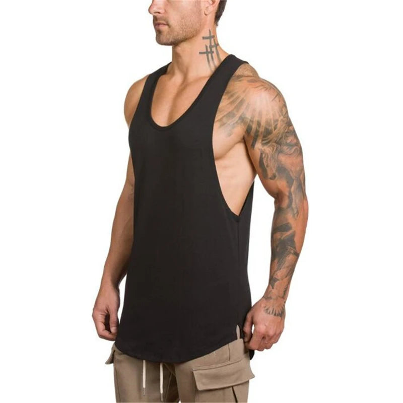 Men's Sleeveless Cotton Gym Tank Top
