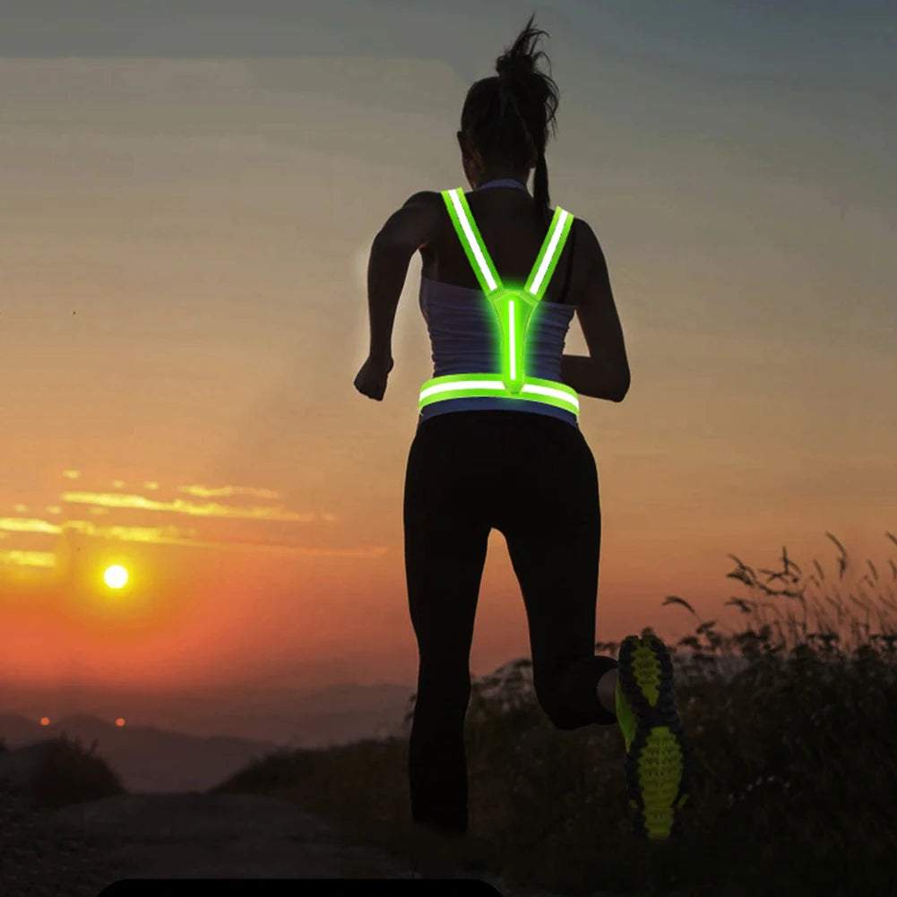 LED Reflective Running Vest – USB Rechargeable