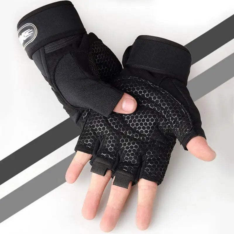 Heavyweight Training Gloves – Half Finger Non-Slip Gloves with Wrist Support