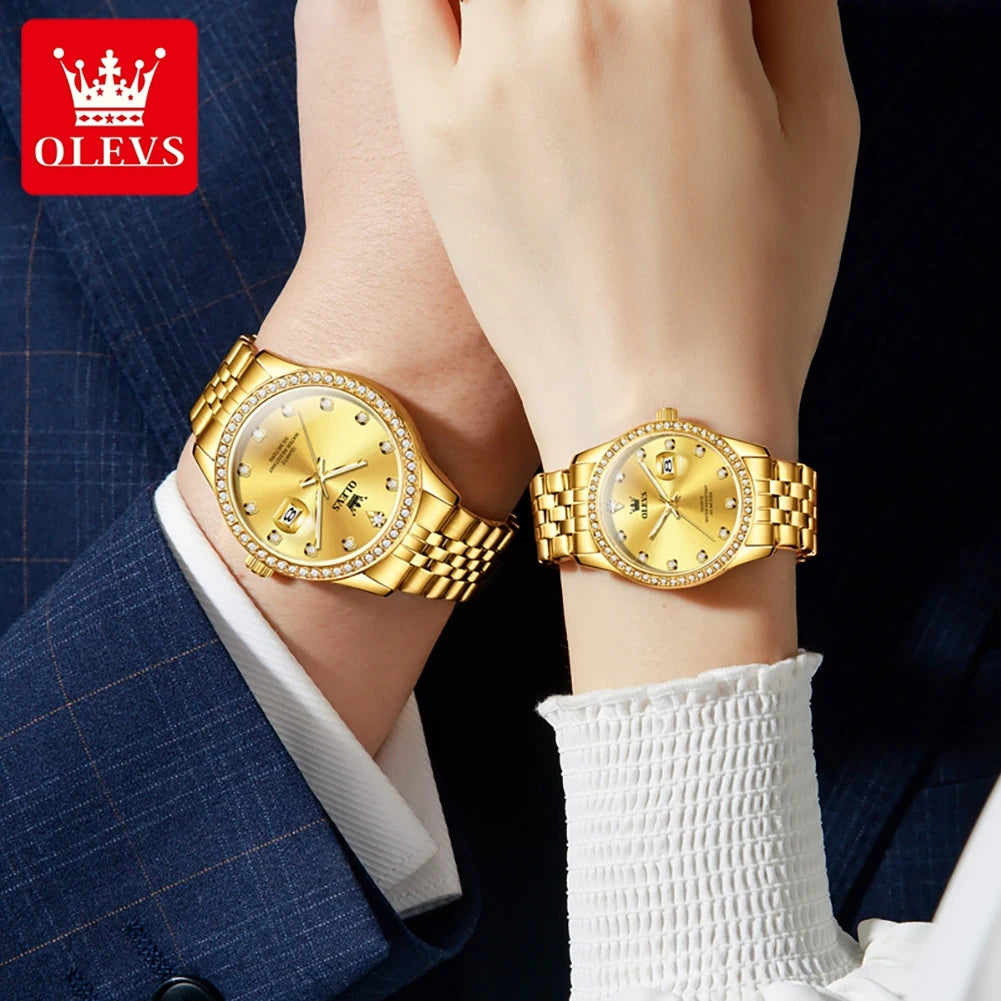 OLEVS Luxury Couple Watches – Classic Quartz Timepieces for Men & Women