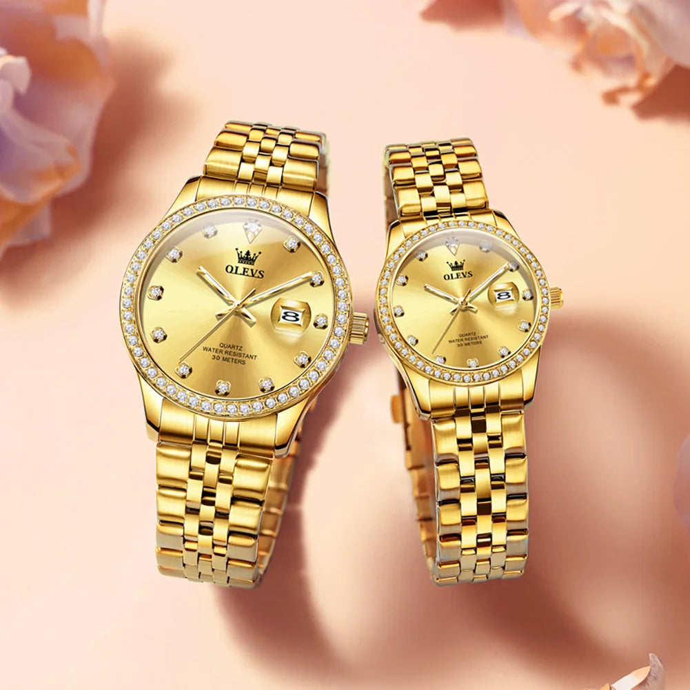 OLEVS Luxury Couple Watches – Classic Quartz Timepieces for Men & Women