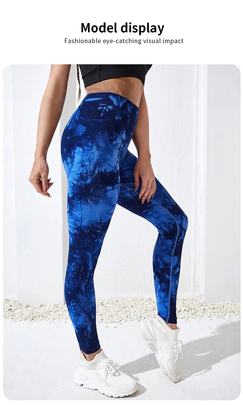 Tie Dye Yoga Pants – High Waist Push Up Leggings for Fitness & Gym