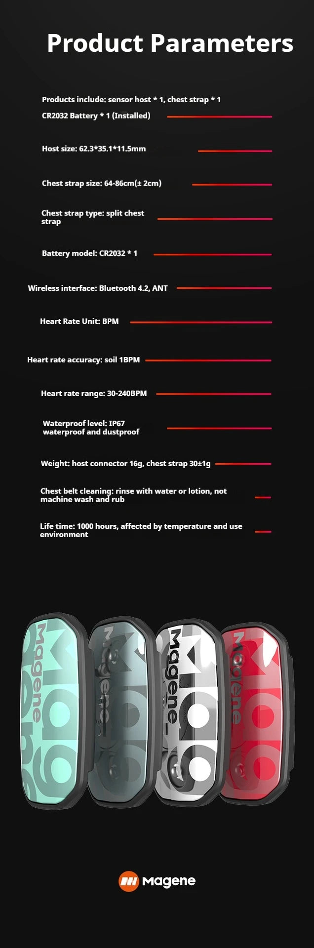 Magene H603 Heart Rate Monitor + S3 Cadence Sensor – Dual ANT+ & Bluetooth Fitness Tracker