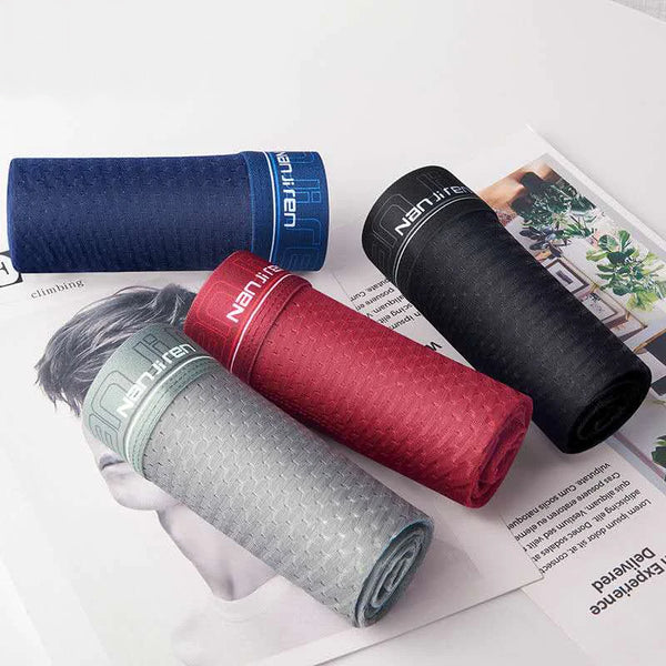 4-Pack Men’s Ice Silk Boxer Briefs – Breathable Mesh Underwear