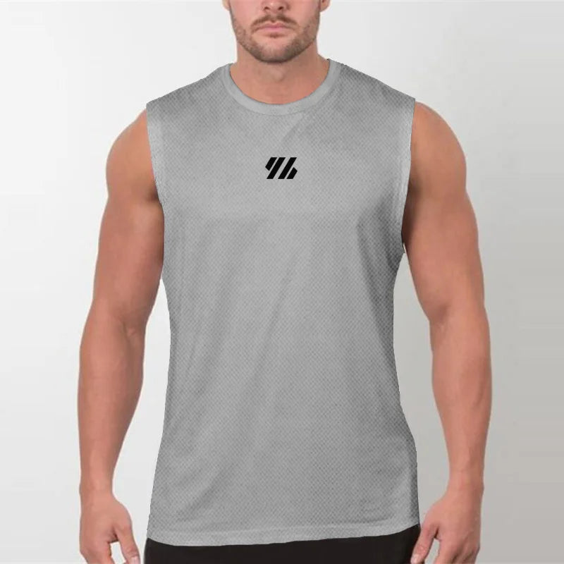 Men’s Sleeveless Running Tank Top – Quick Dry Mesh