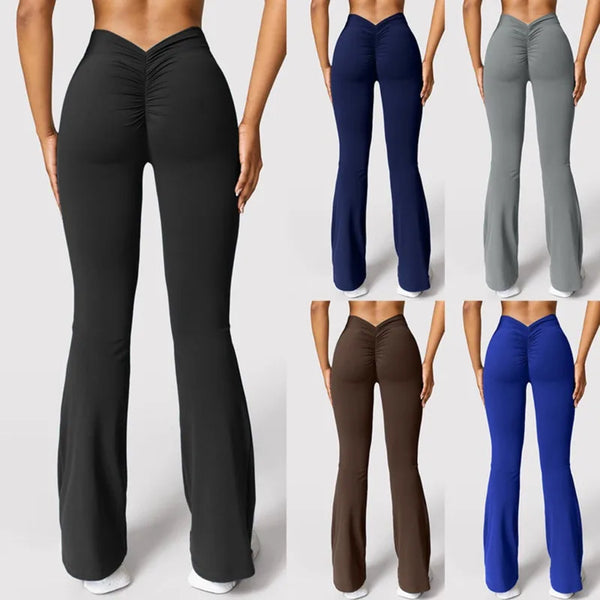 V-Back Micro Flare Gym Leggings – High-Waisted Push-Up Sports Pants