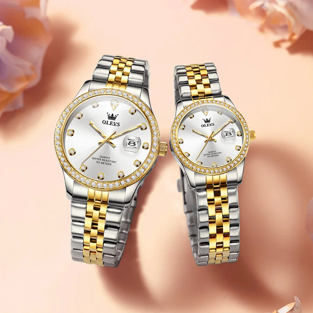 OLEVS Luxury Couple Watches – Classic Quartz Timepieces for Men & Women
