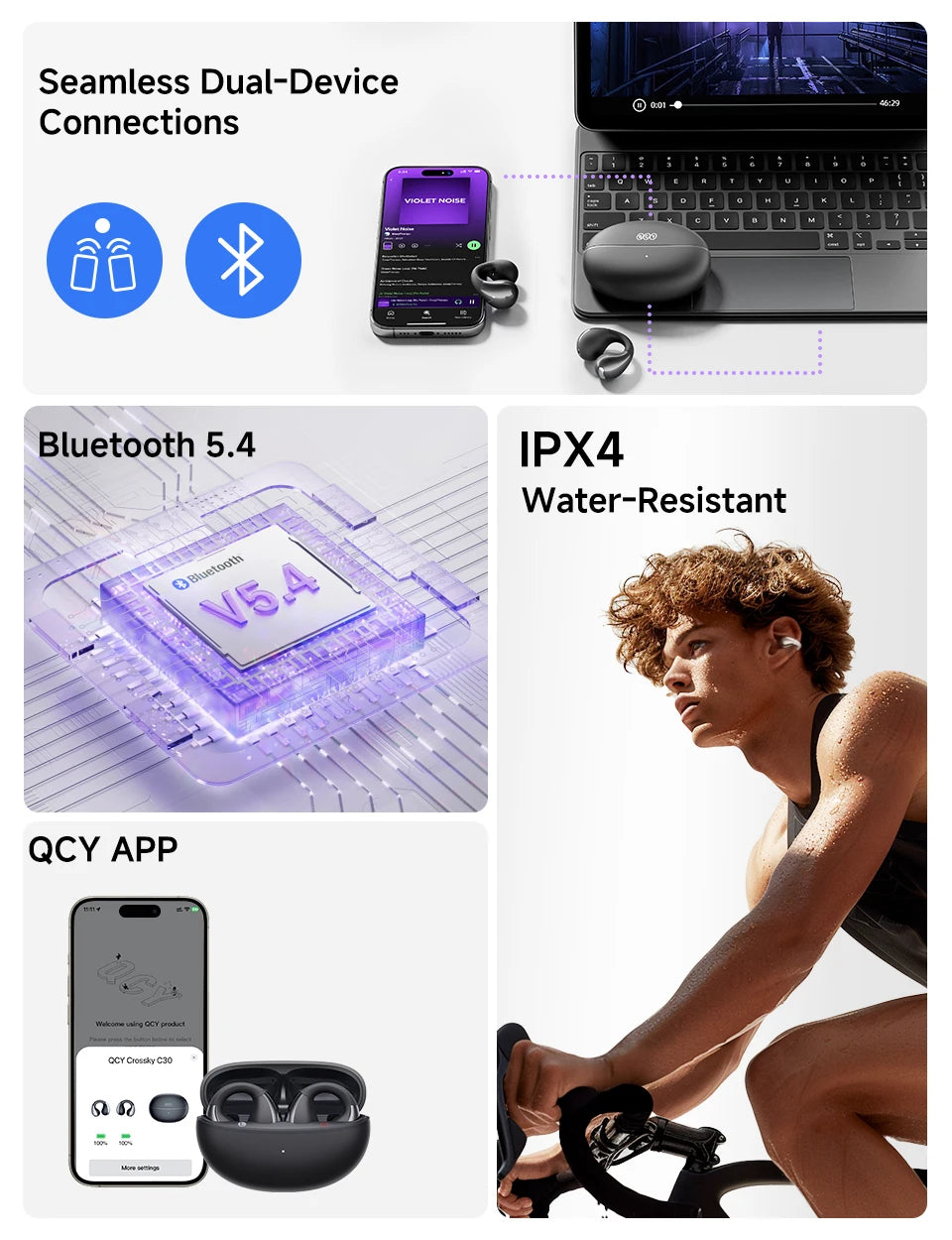 QCY Crossky C30 Open-Ear Bluetooth Earbuds