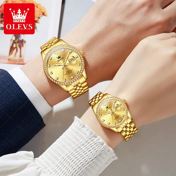 OLEVS Luxury Couple Watches – Classic Quartz Timepieces for Men & Women